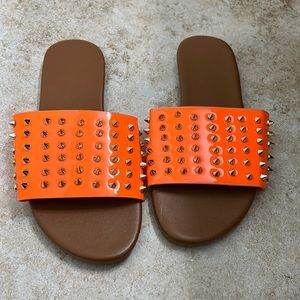 Orange spike sandals. Size 8